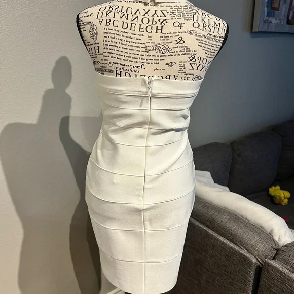 Herve Leger White Strapless Dress - Picture 4 of 5